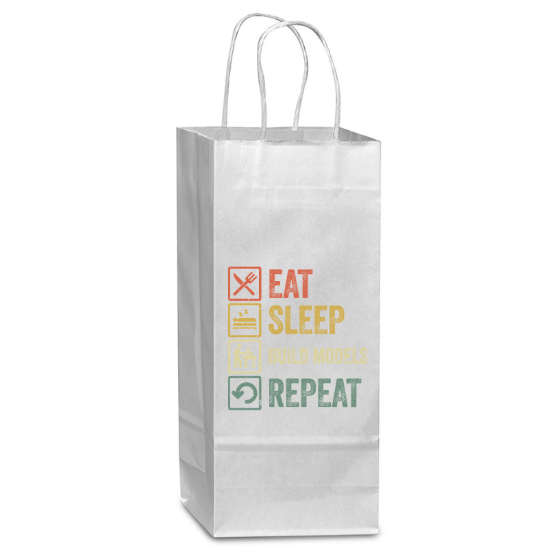 Funny Eat Sleep Build Models Repeat Retro Vintage Wine Paper Bag - 5 1/2 X 3 1/4 X 13 | Artistshot