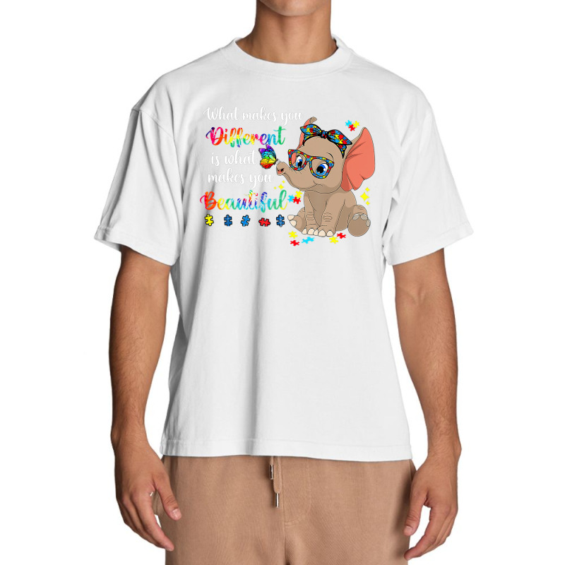 What Makes You Different Autism Awareness Month Elephant Mom Urban Heavy T-shirt | Artistshot