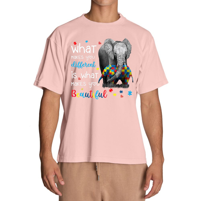 What Makes You Different Elephant Mom Autism Awareness Urban Heavy T-shirt | Artistshot