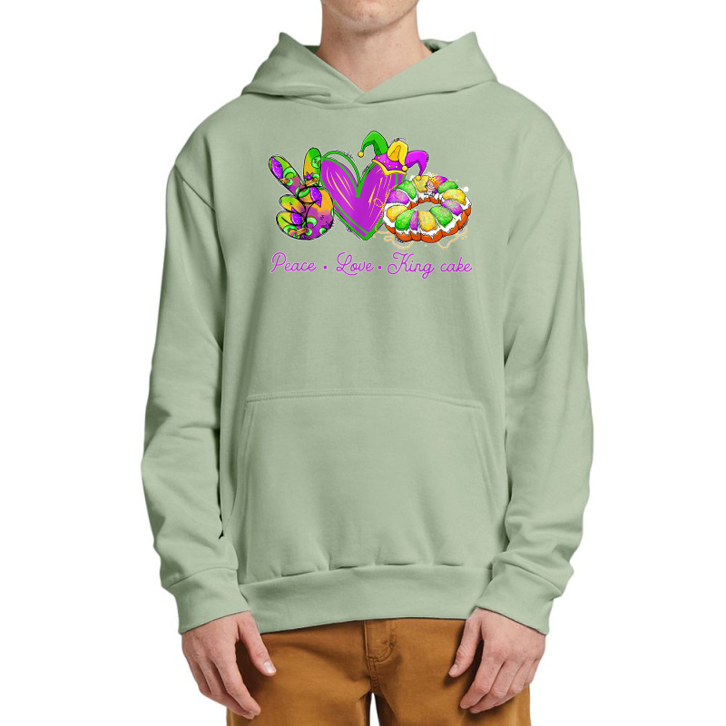 Peace Love King Cake Funny Mardi Gras Party Carnival Gifts T Shirt Urban Pullover Hoodie | Artistshot