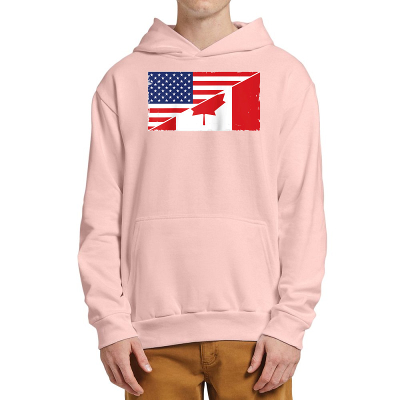 Canada Flag And Usa Flag Roots Canadian Ancestry American Raglan Baseb Urban Pullover Hoodie by James William | Artistshot