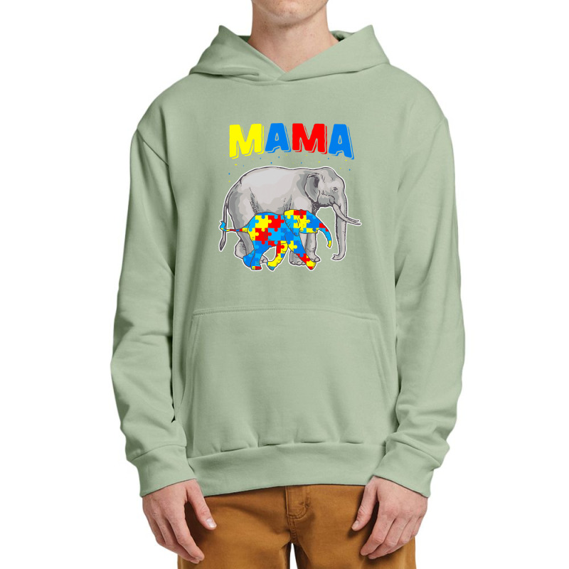 Mama Elephant Autism Awareness Urban Pullover Hoodie by Michael	Kilburn | Artistshot