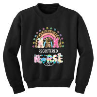 Cutest Bunnies Registered Nurse Rn Easter Rainbow Leopard Youth Sweatshirt | Artistshot