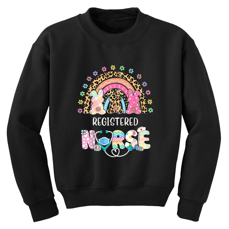 Cutest Bunnies Registered Nurse Rn Easter Rainbow Leopard Youth Sweatshirt | Artistshot