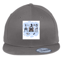 Cute Woman Freelancer At Home Flat Bill Snapback Cap | Artistshot