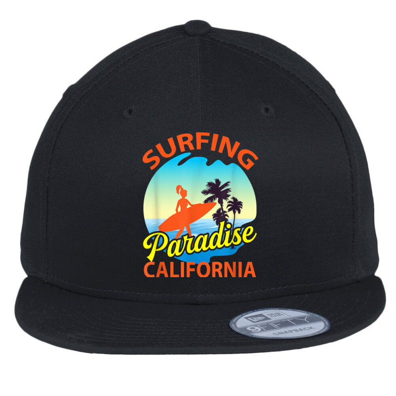 Surfing Paradise California Surfing T Shirt Flat Bill Snapback Cap by cm-arts | Artistshot