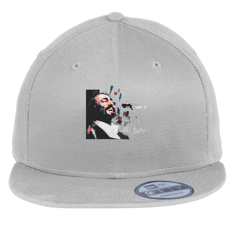 Original Portrait Of Luciano Pavarotti Flat Bill Snapback Cap | Artistshot