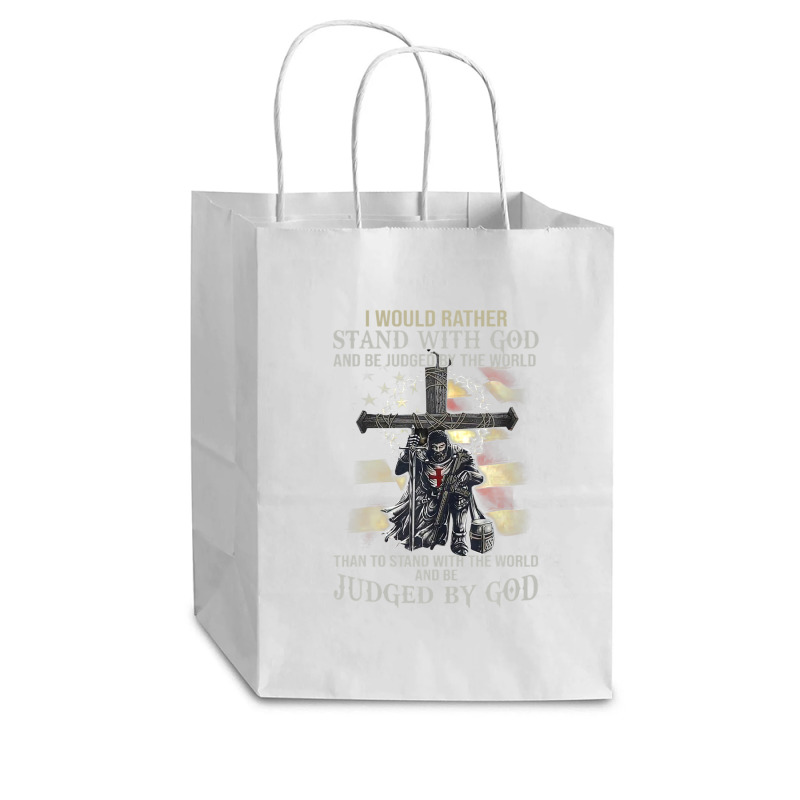 Jesus Cross Knight Templar Stand With God Judge By The World Cub Paper Bag - 8 X 4 1/2 X 10 1/4 | Artistshot