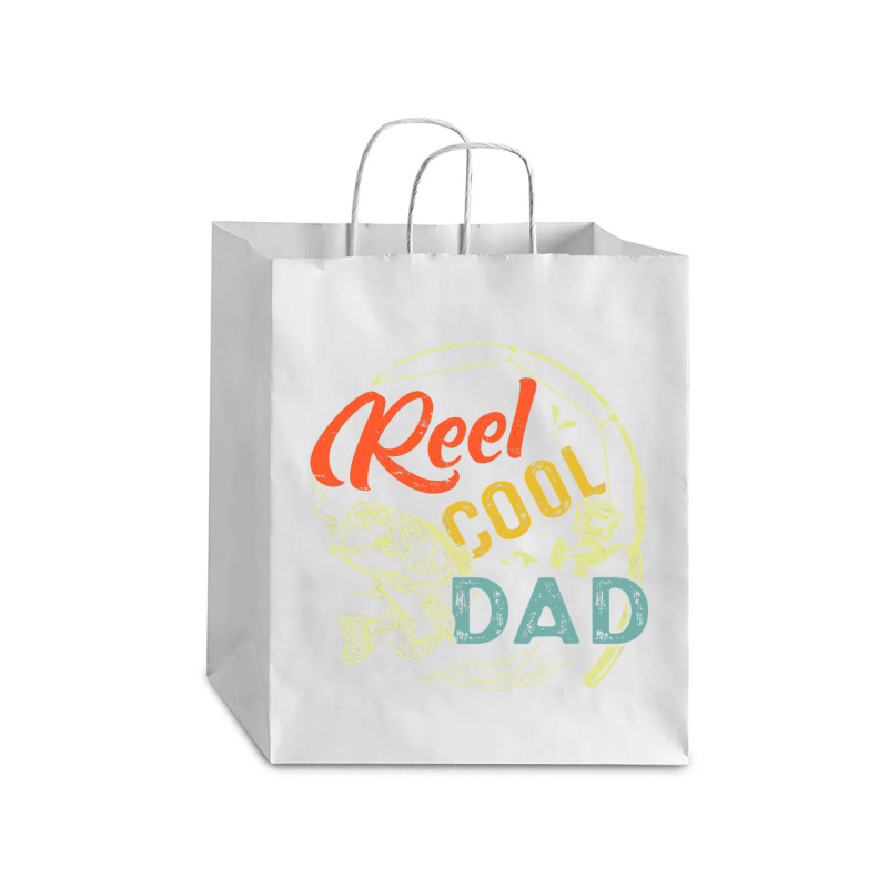 Mens Reel Cool Dad  Funny Valentine Fathers Day Christmas Debie Paper Bag - 10 X 5 X 13 | Artistshot