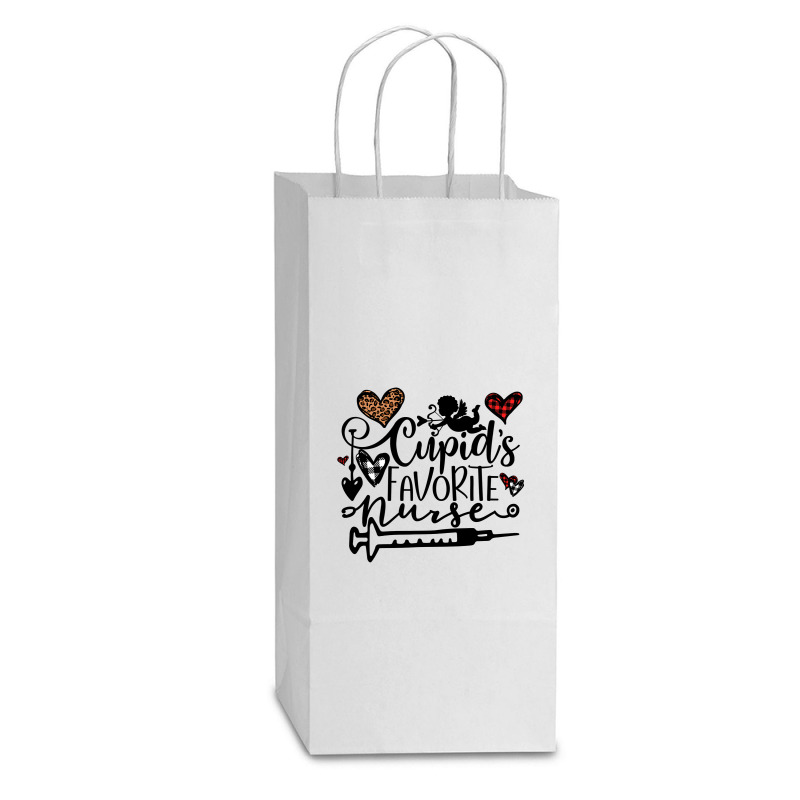 Cupid S Favorite Nurse Gift Valentine S Day 2022 Nurse Life Double Wine Paper Bag - 6 1/2 X 3 1/2 X 12 3/8 | Artistshot