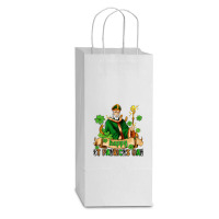 Happy St Patricks Day With St Patricks Double Wine Paper Bag - 6 1/2 X 3 1/2 X 12 3/8 | Artistshot