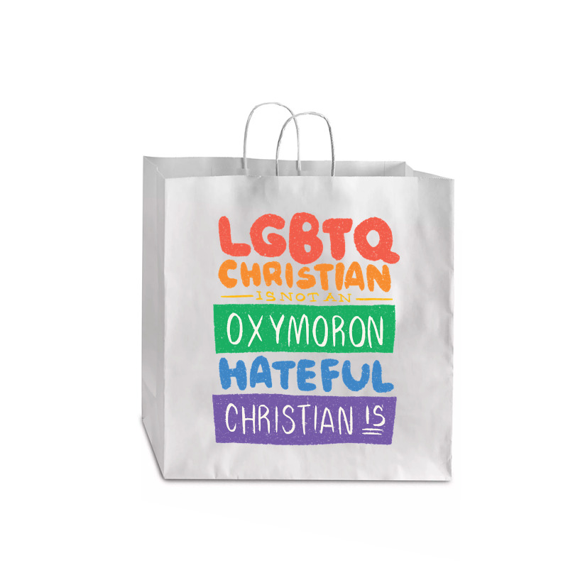 Limited Edition Lgbtq Christian Is Not An Oxymoron Lgbt Pride Gift Jumbo Paper Bag - 18 X 7 X 18 3/4 | Artistshot