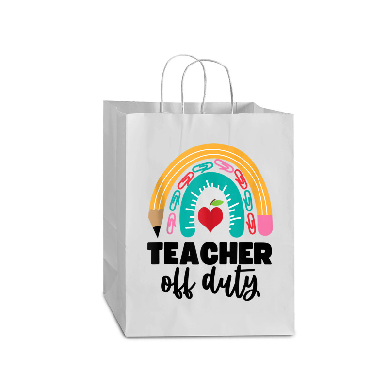 Teacher Off Duty Shirt Pencil Rainbow Apple Teacher Off Duty Tank Top Mart Paper Bag -13 X 7 X 17 | Artistshot