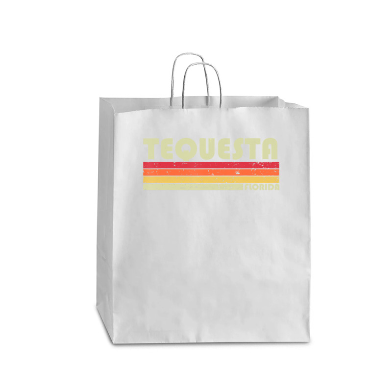 Tequesta Fl Florida City Home Roots Retro 70s 80s Queen Paper Bag - 16 X 6 X 19 1/4 | Artistshot