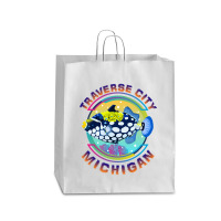 Traverse City Michigan Fishing Town, Clown Triggerfish With Colorful P Queen Paper Bag - 16 X 6 X 19 1/4 | Artistshot