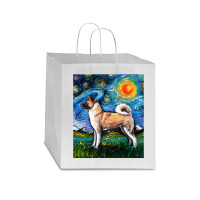 Akita Inu Starry Night Impressionist Dog Art By Aja Premium T Shirt Star Paper Bag - 13 X 7 X 13 | Artistshot