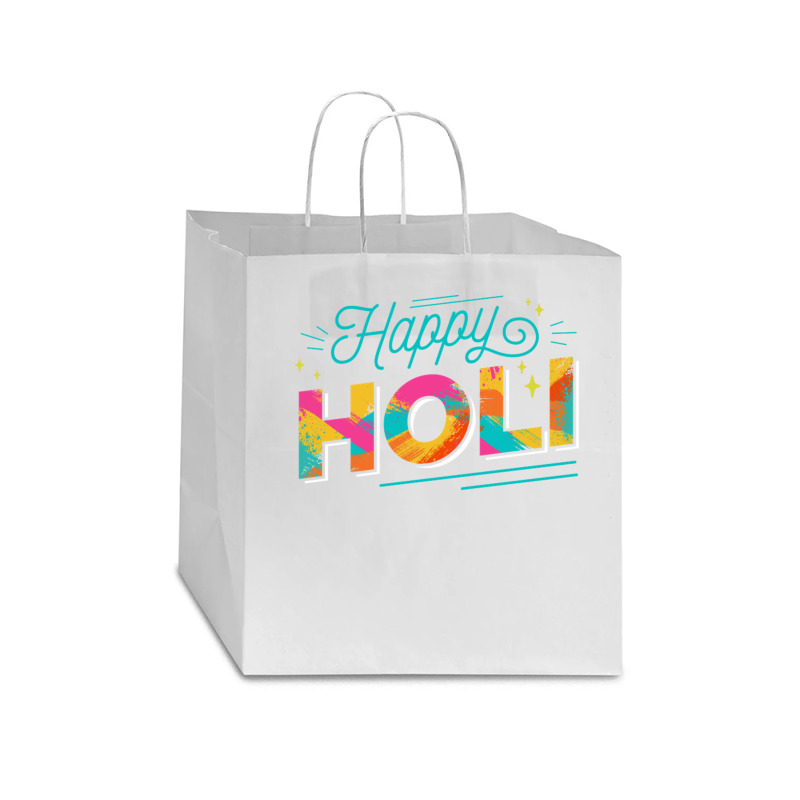 Happy Holi Colorful Holi Festival Star Paper Bag - 13 X 7 X 13 | Artistshot