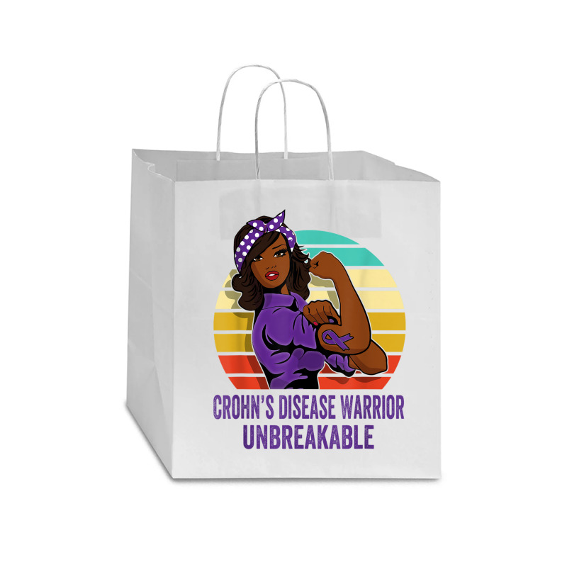 Crohn's Disease Warrior Shirt Unbreakable Star Paper Bag - 13 X 7 X 13 | Artistshot