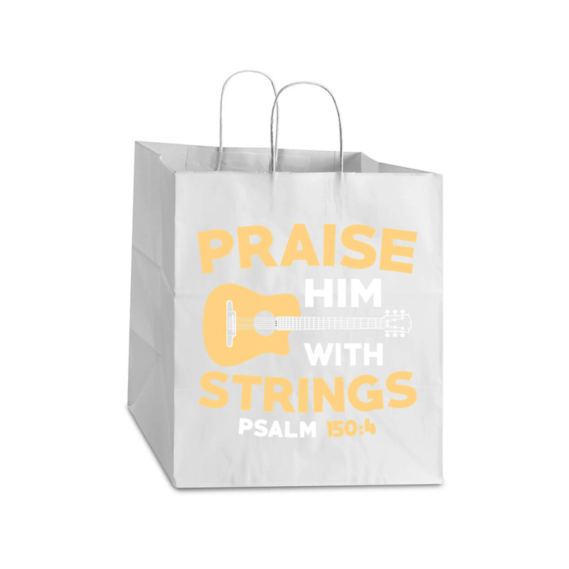 Christian Music Church Guitar Bass Jesus  Rock Gift Take Out Paper Bag - 14 X 10 X 15 1/2 | Artistshot