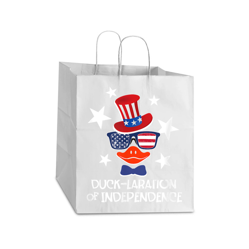 Funny Duck Lover 4th Of July Patriotic Pun Tops Men Kids Boy Take Out Paper Bag - 14 X 10 X 15 1/2 | Artistshot