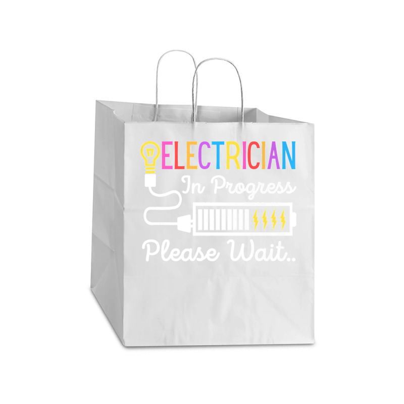 Electrician In Progress Please Wait Future Electrician Funny Premium Take Out Paper Bag - 14 X 10 X 15 1/2 | Artistshot