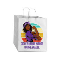 Crohn's Disease Warrior Shirt Unbreakable Take Out Paper Bag - 14 X 10 X 15 1/2 | Artistshot