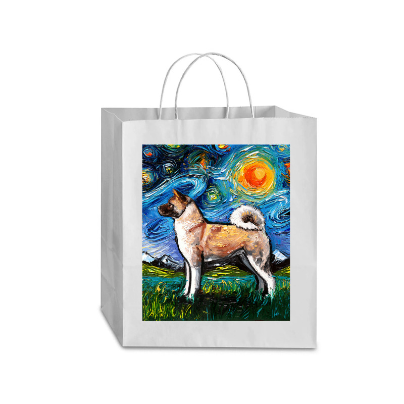 Akita Inu Starry Night Impressionist Dog Art By Aja Premium T Shirt Traveler Paper Bag -13 X 6 X 15 3/4 | Artistshot