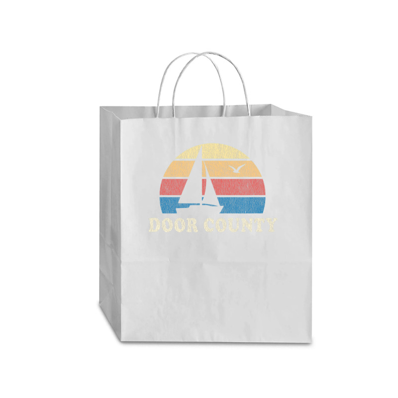 Door County Wi Vintage Sailboat 70s Throwback Sunset Traveler Paper Bag -13 X 6 X 15 3/4 | Artistshot