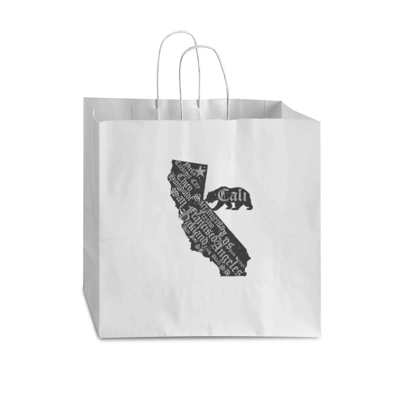 California Bear State Map Vintage Distressed Look Vogue Paper Bag - 16 X 6 X 12 | Artistshot