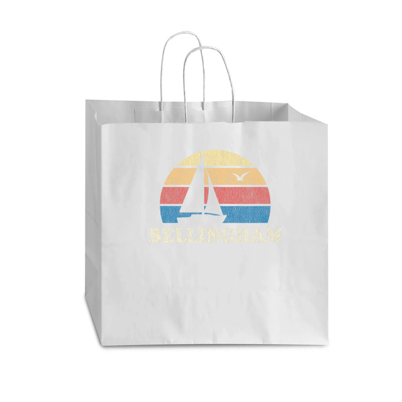 Bellingham Wa Vintage Sailboat 70s Throwback Sunset Vogue Paper Bag - 16 X 6 X 12 | Artistshot