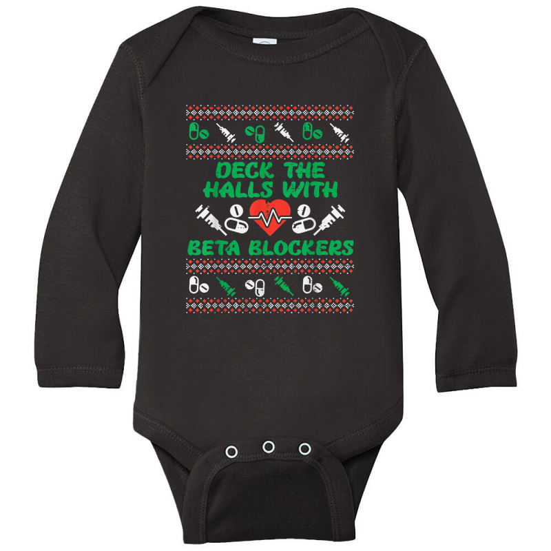 Deck Halls With Beta Blockers Funny Nurse Christmas Xmas Pjs Long Sleeve Baby Bodysuit by Yuh2105 | Artistshot