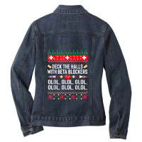 Deck The Halls With Beta Blockers Nurse Christmas Ugly Xmas Ladies Denim Jacket | Artistshot