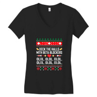 Deck The Halls With Beta Blockers Nurse Christmas Ugly Xmas Women's V-neck T-shirt | Artistshot