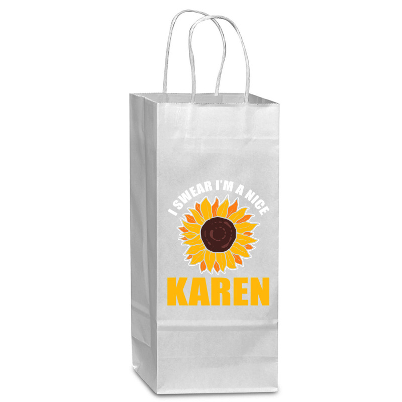 Sunflower Design I Swear Im A Nice Karen For Women Funny Wine Paper Bag - 5 1/2 X 3 1/4 X 13 | Artistshot