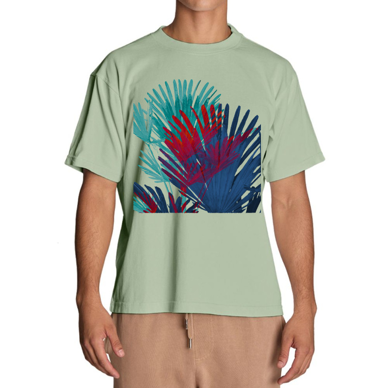 Big Palm Leaves Pattern Blue Color T  Shirtpalm Leaves Pattern Blue Co Urban Heavy T-shirt | Artistshot