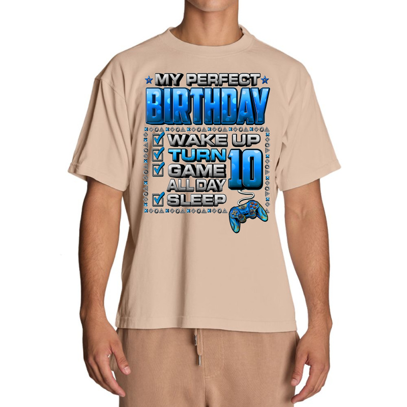 Wake Up Turn 10 Game All Day Shirt Gamer 10th Birthday Party T Shirt Urban Heavy T-shirt | Artistshot