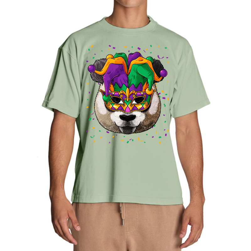 Panda Mardi Gras T  Shirt Panda Mardi Gras Animal Face Carnival Jester Urban Heavy T-shirt | Artistshot