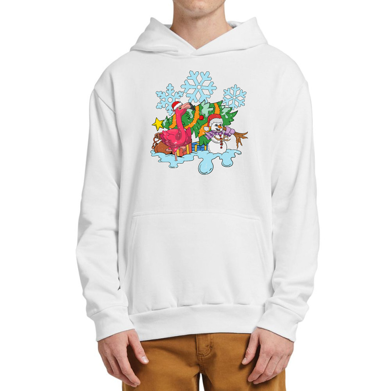 Flamingo Tropical Christmas Zoo Animal Exotic Bird Snowman Snowflake F Urban Pullover Hoodie by permad | Artistshot