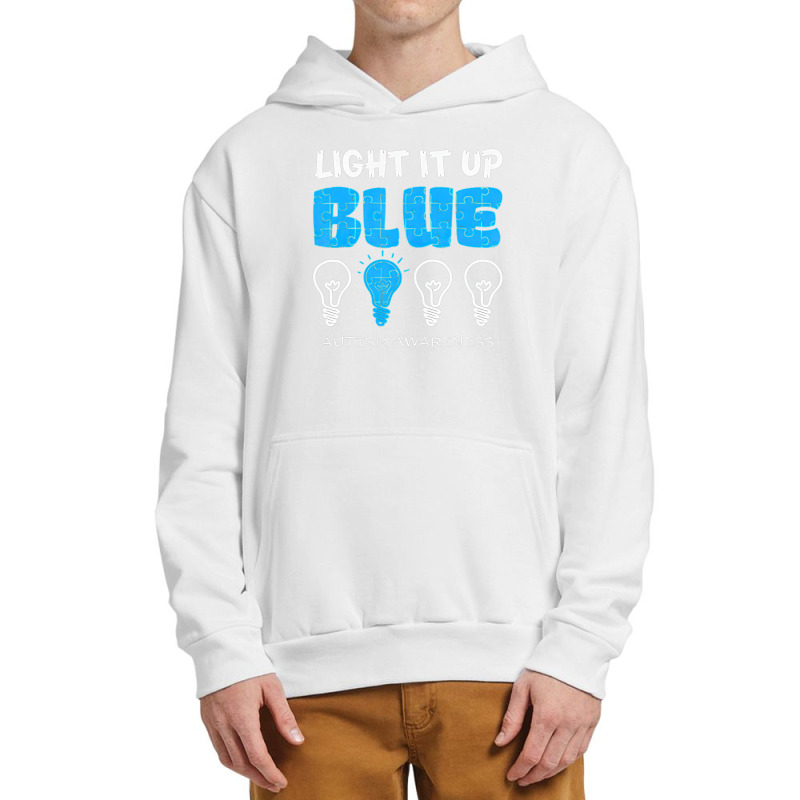 Light It Up Blue Autism Awareness Ribbon Puzzle Pieces Urban Pullover Hoodie | Artistshot