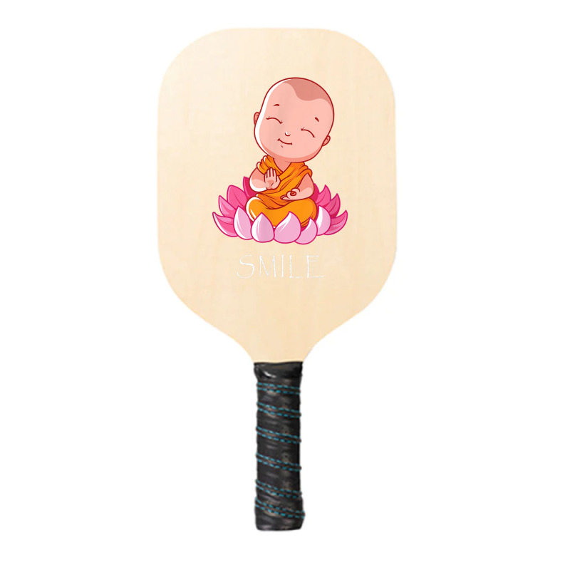 Buddhism Smile Baby Buddha On A Lotus Flower Yoga Pickleball Paddle | Artistshot