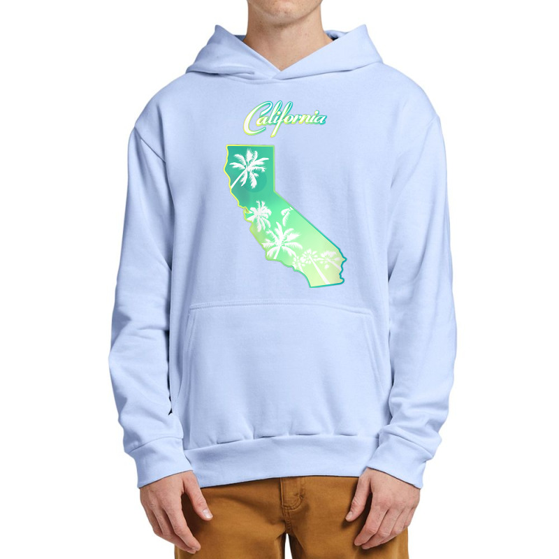 Womens California Map, Palm Trees View From Below In Los Angeles V Nec Urban Pullover Hoodie | Artistshot