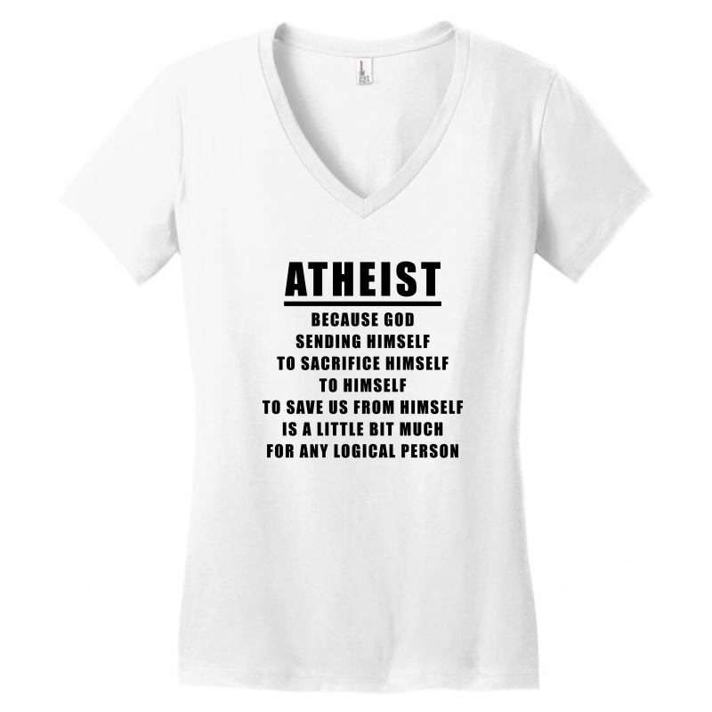 Funny Atheist Logic Anti Religious Women's V-Neck T-Shirt by New Spirit | Artistshot