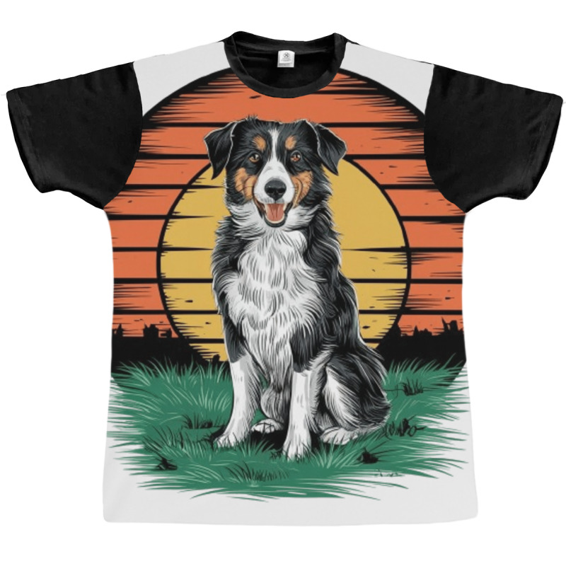 Vintage Sunset With A Cool Dog Graphic T-shirt | Artistshot