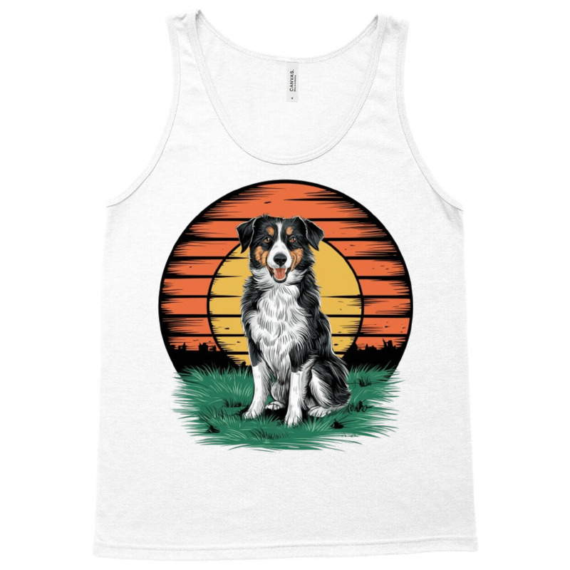 Vintage Sunset With A Cool Dog Tank Top | Artistshot