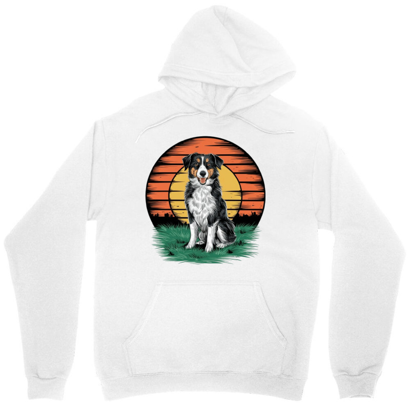 Vintage Sunset With A Cool Dog Unisex Hoodie | Artistshot