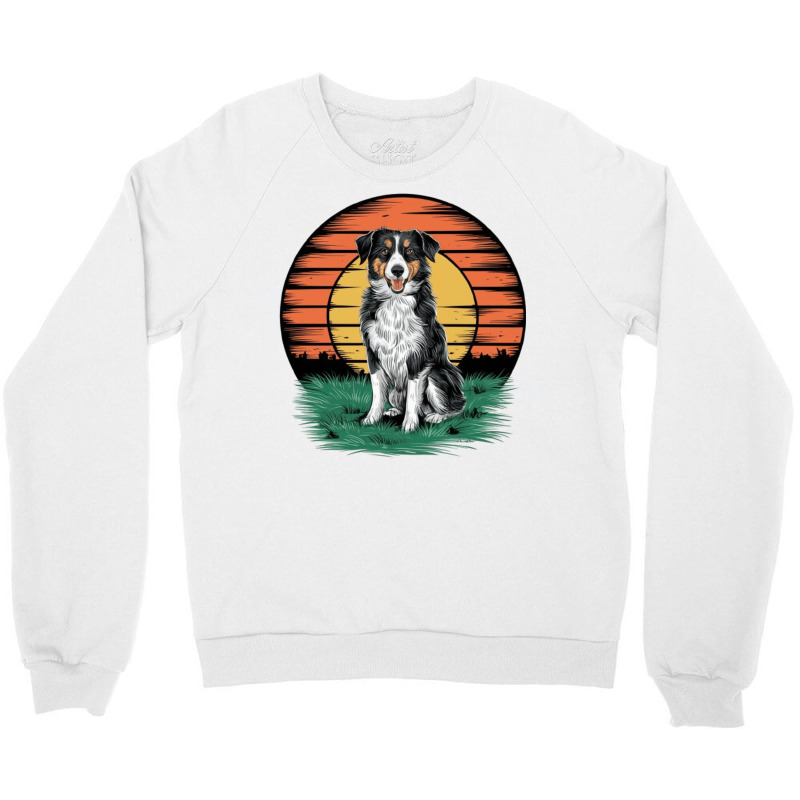 Vintage Sunset With A Cool Dog Crewneck Sweatshirt | Artistshot