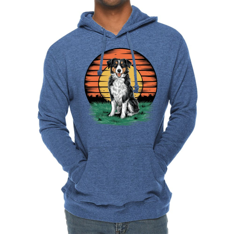 Vintage Sunset With A Cool Dog Lightweight Hoodie | Artistshot