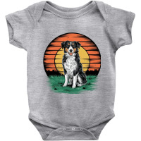 Vintage Sunset With A Cool Dog Baby Bodysuit | Artistshot