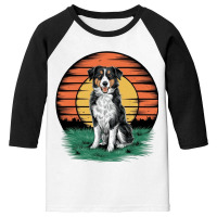 Vintage Sunset With A Cool Dog Youth 3/4 Sleeve | Artistshot