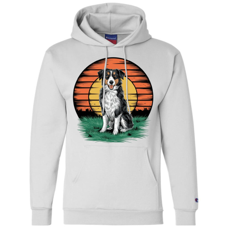 Vintage Sunset With A Cool Dog Champion Hoodie | Artistshot